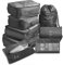 Travel Packing Cubes, Toifucos Multifunction 8pcs/set Luggage Organiser Compression Suitcase Essential Bag, Black