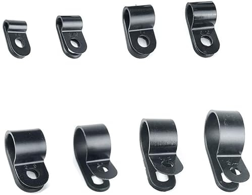 Nylon Plastic Electrical Cable Pipe P-Clips Black Clamps Organizer Cord Clips for Wire Management (5, 3/8)