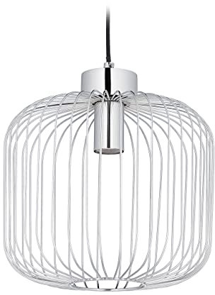 Relaxdays Hängelampe Metall, Gitter-Design, HxD 145x29 cm, E27, Küche, Schlaf-& Wohnzimmer, Pendelleuchte Chrom, 90% Eisen, Silber, Schwarz, 145 x 29 x 29 cm