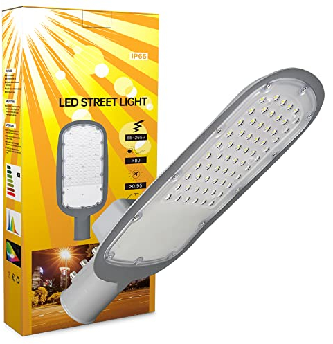 RIGIDON LED Straßenleuchte für Außenbereich, 50W 5000LM IP65 Wasserdicht Kaltweißes LED Parkplatzleuchte für Schulstraße, Parkplatz, Basketball platz, Hof, Platz, Garage, Garten, LED Flutlichter