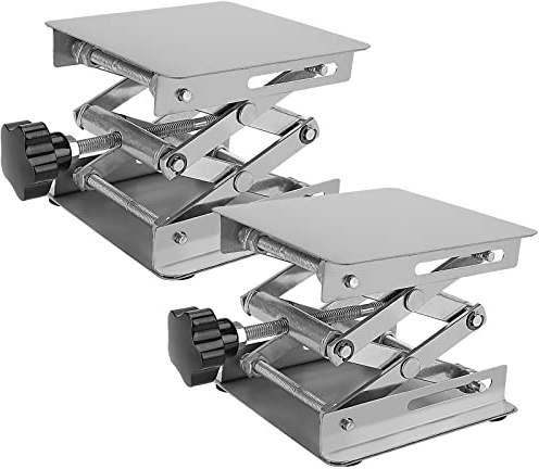 KOHAND 2 Stück 100 x 100 mm Laborwagenheber, Edelstahl-Hebebühnen, erweiterbarer wissenschaftlicher Scherenhebertisch, Hubhöhe von 45 mm bis 160 mm, 5 kg Stützgewicht