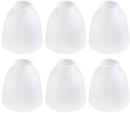 6-Pack White Frosted Glass Shades, Bell Shaped Glass Shade Covers Ceiling Fan Lamp Replacements, Light Fixtures Lampshade for Chandelier Wall Sconces, 1.61 Fitter Size, 5 High x 4.7 Diameter