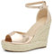 Scarpe Sandali Espadrillas da Donna con Platform Zeppa Corda Cinturino Fibbia X7M0096 Champagne N.40