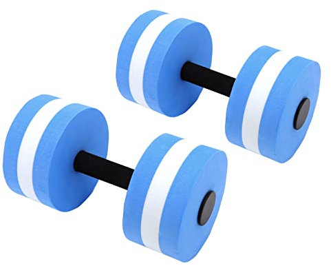 Firlar 2 Stück Eva-Wasser-Schwimmhanteln, Wasser-Aerobic-Schaum-Hanteln für Pool, Yoga-Übung, Fitnessgerät für Männer, Frauen, Kinder, für Schwimmbad (Blau)