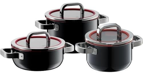 WMF Fusiontec Funktionskochgeschirr-Set 3-teilig mit Deckel schwarz