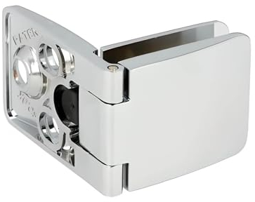 Gedotec Glastürscharnier Mittel-Scharnier Silber matt SQUARE I Einfache Montage der Glasplatte zum Klemmen I Verwendung Mitte - offene Ausführung