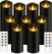 MozkeTo19 Flickering Flameless Candles, Battery Operated with Remote and 2/4/6/8 H Timer, Pack of 9 (D2.2 xH 5 6 7) with Realistic Moving Wick Candles for Home Decor (Black)
