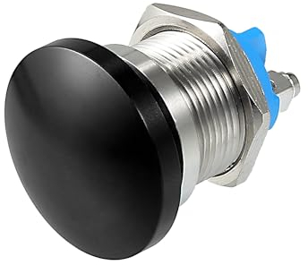 QUARKZMAN Interruptor De Botón Pulsador Momentáneo De 19 Mm, Botón De Metal, Ac/Dc 12V-250V, Color Negro