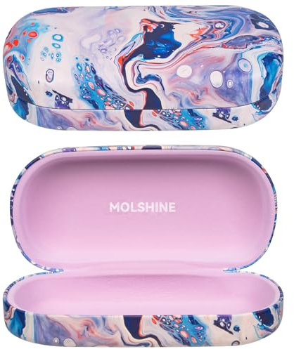 molshine Sonnenbrillen Etui aus Hartschalen Leder, klassisches großes Brillenetui für Damen und Herren, Sonnenbrillen (Ozean)