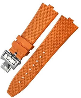 AXPTI Convex Typ Fluoros Gummi Uhrenarmbänder 24x7mm Fit für Vacheron Constantin Übersee Schnellverschluss Silikon Strap Schraube Schnalle, 24 mm, Achat
