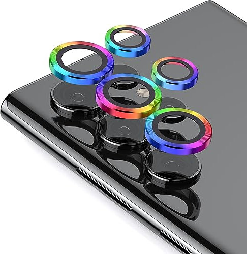 JEHOO [2Set 10PCS] for Samsung Galaxy S24 Ultra Camera Lens Protector, Strong Adsorption 9H Tempered Glass Camera Cover Metal Individual Ring, Scratch-Resistantr (Colorful)