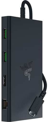 Razer USB-C Dock - 11 ports with HDMI, Gigabit Ethernet, 3.5mm audio port, USB-A & -C, compatible with Windows and Mac (screen output with 4K, 7.1 surround sound) Black