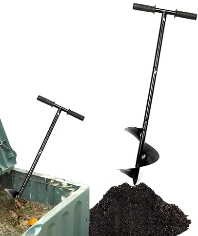 Herramienta de agitación de compost, barra giratoria de compost de 33.4 pulgadas, herramienta aireadora manual de compost y herramienta de mezcla para contenedores de compostaje al aire libre,