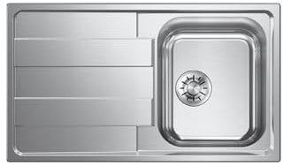 EVHOC Lavello Cucina Sopratop AURA S, 1 Vasca a Destra con Gocciolatoio, Lavandino in Acciaio Inox con Finitura Satinata, Made in Italy, 86x50 cm