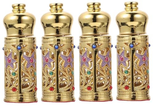 MAGICLULU 4 Stück Ätherisches Öl Leere Flasche Arabisches Leeres Kristallparfüm Arabisches Parfüm Sushi-koch-cosplay Kristalldekor Sprühflasche Legierung Reisen Glas