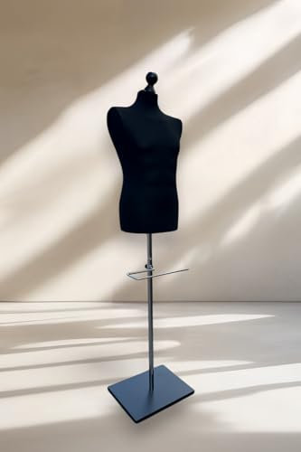 Lusoria Mannequin de couture homme avec porte-pantalon, couleur : noir/pied noir