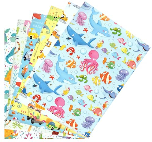 ARKRAFT Geschenkpapier Set 6 Bögen XXL Format 90 x 65 cm Verpackung ohne Plastik (Kind)