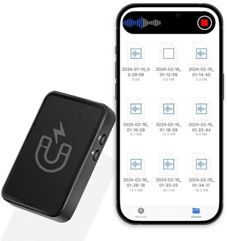 Voice Activated Recorder, Magnetic Voice Recorder with Playback, Digital Voice Recorder with 64GB Storage Space, Recorder Voice Activated for Lectures/Meetings/Interviews/Home