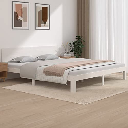 ARKEM Massivholzbett Bettgestell Bed Frame Bett Mit Bettkasten Hausbett Bett Massivholz Weiß 180x200 cm - 810511