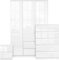 Blisswood High Gloss Bedroom Furniture Set 3 Piece Bedroom Set With High Gloss 3 Door Wardrobe & 5 Drawer Chest of Drawer + 2 Drawer Bedside Table Cabinet for Bedroom Storage Furniture Set (White)