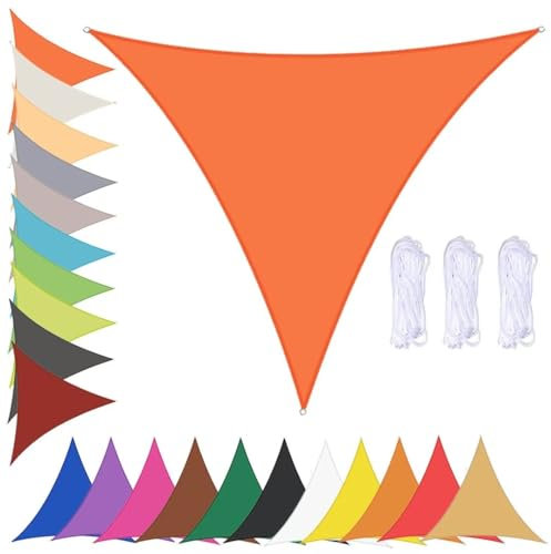 Sonnensegel Dreieckig Sonnenschutz Markise Garten Wasserdicht 90% UV Schutz Sonnensegel mit Ösen für Balkon Terrasse Strand Pool Hinterhof Orange 5x5x5m