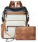 Shrrie Rucksack Damen,Cityrucksack Reiserucksack,PU Lederrucksack Handtasche Rucksack Damen Wasserdicht mit Geldbörse für Freizeit,Büro,Pendeln,Arbeit,Daypack-Schwarz mit Braun und Weiß