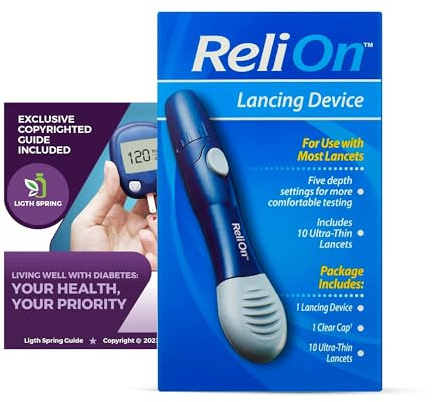 Lancing Device Includes 10 Ultra-Thin Lancets Bundle with Exclusive Living Well with Diabetes: Your Health, Your Priority - Better Light&Spring Guide (2 Items)