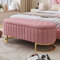 MYBOO Stauraum-Schlafkoffer und Fußbank 120 x 40 cm, gepolsterte Fußbank mit Stauraum, Sofabank Bank, Samtstoff, Rosa