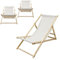 ECD Germany 3er Set Liegestuhl klappbar, Beige, aus Holz, verstellbare Rückenlehne, 3 Positionen, bis 120kg, Sonnenliege Gartenliege Strandliege Strandstuhl Holzklappstuhl, für Garten, Balkon & Strand