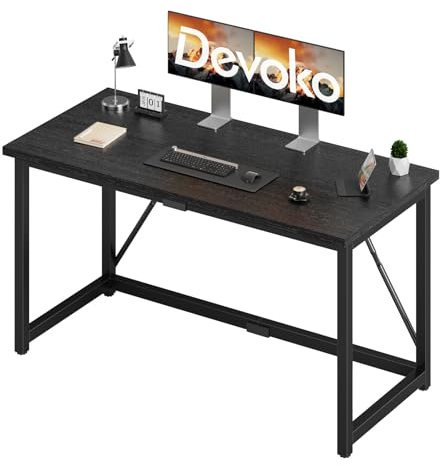 Devoko Bureau d'ordinateur, 140 x 50 x 75 cm pour bureau, table d'étude, design industriel, pour la maison, noir