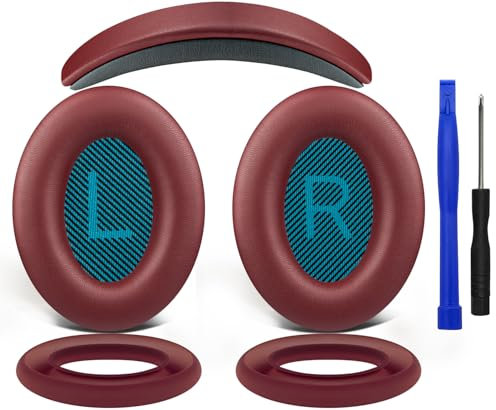 SOULWIT Ohrpolster + Kopfband Stirnband Headband+ Silikon Schutz Abdeckungen, Ersatz Kit für Bose QuietComfort 25(QC25)/SoundLink Around-Ear II(SoundLink AE2)/SoundTrue Around-Ear II(SoundTrue AE 2)