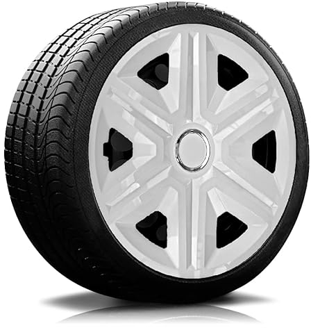 Autoteppich-Stylers RADKAPPEN RADBLENDEN RK21 Weiss glänzend für 14 Zoll Stahlfelgen 4 Stück