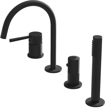 Lavita Orion 4-Loch Badewannenarmatur in matt Schwarz Wannenbatterie Wasserhahn Bad Luxuriöses Design Armatur