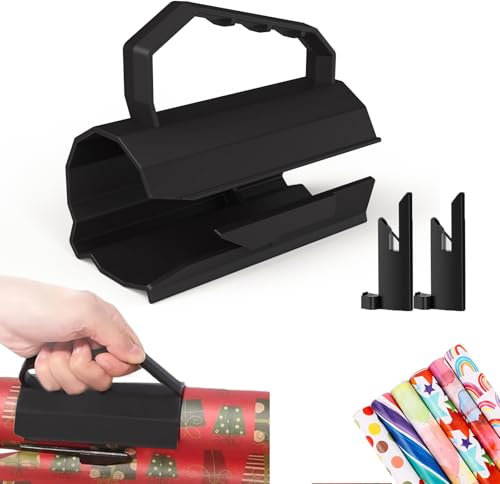 Geschenkpapierschneider, Geschenkpapier Schneider für Rollen mit 2 austauschbaren Klingensätzen, Tragbare Papierschneider, Geschenkpapierschneider Cutter für Geburtstage, Weihnachten und andere Feste