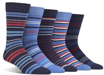 Spairs Men's Bamboo Socks, Striped, Bright & Colourful Designs, Soft, Breathable, Comfortable, Crew Length, Value Multipack of 5 Pairs, Size 7-11