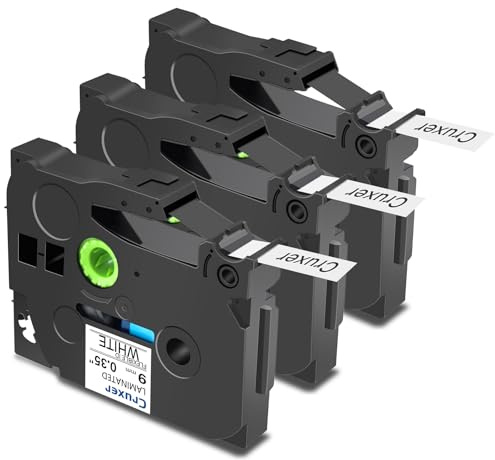 Cruxer 3 Pack Replacement for Brother P-Touch TZe-FX221 AZe-FX221 Flexible ID Cable Laminated Tapes，Black on White 0.35'' 9mm x 8m Compatible for Brother PT-H100R PT-200 PT-H110 PT-D410 PT-E110VP