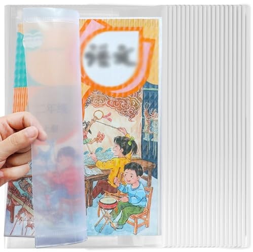 20 Stück Schulbuchumschläge Transparent,Einstellbar Buchumschlag,Buchumschläge für Workbooks/Hardcover,Klares Heft-Hüllen Heftumschläge,Buch-Schoner Einband für Schule/Büro,16 K Größe von 18,5 x 26 cm