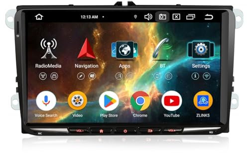 Erisin 9 Pulgadas IPS Pantalla 8-Núcleos Android 14 Dab+ Radio Coche para Volkswagen Passat Golf 5/6 Tiguan Touran Jetta SEAT Skoda 4GB+64GB Navegador CarPlay Android Auto WiFi 4G USB Bluetooth DSP FM