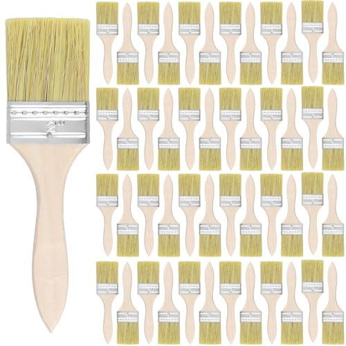 KOHAND 60 PCS 2 Inch Paint Brush, Wooden Handle Paint Brush Paint Brushes Decorating, 2 inch Chip Paint Brushes for Painting DIY Paint Home Furniture Wood Cabinet Wall