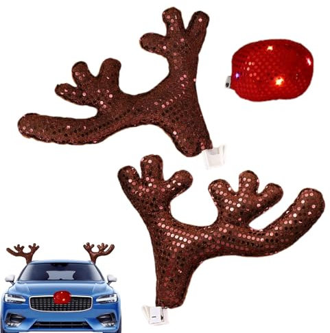 Auto Rentier Kostüm Weihnachtsdeko, Auto Rentier Geweih Und Nase Weihnachts Dekoration, Rentiergeweih Nasen Set Autodekoration, Auto Rudolf Auto Weihnachtsdeko Rentier