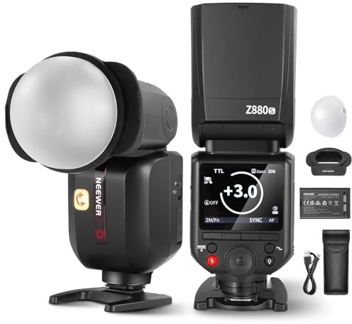 NEEWER Z880-S 76W 2,4G TTL Kamera Blitz Speedlite Flash kompatibel mit Sony, Diffusor und Adapter, Modellierlampe, TTL/M Schnellschalter, GN60 1/8000s HSS 7,2V/3000mAh Akku 600 Vollleistungs Blitze