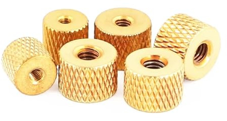 jiuxinyun 10 Stück M2 M2,5 M3 M4 Messing-Rändelmutter, handfest anziehende Muttern, gedrehte zylindrische Rändel-Kupfermutter(M2.5-10pcs)