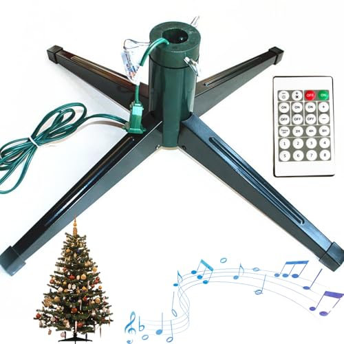 Support d'arbre de Noël, Base d'arbre de Noël Pliable avec Musique et télécommande, pour Support d'arbre Artificiel Rotatif jusqu'à 7,8 Pieds, Support d'arbre de Noël électrique Rotatif à 360 °