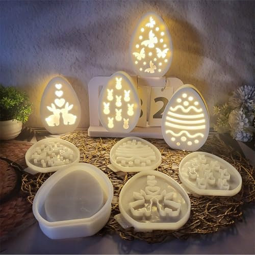 ALEFBET Silikonformen Gießformen Ostern, Silikonform Ostern, Silikon Gießform Ostern, Silikonformen Kaninchen, Gipsformen zum Gießen, Epoxidharz Formen Ostern Ornamenten