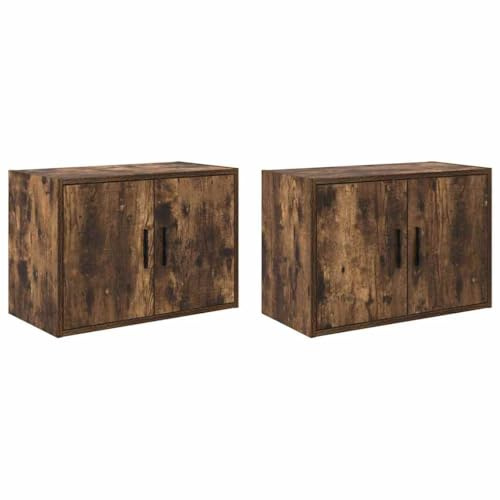 vidaXL Garage Wall Cabinets - Smoked Oak 2 Pack, Engineered Wood, for Garages/Workshops/Basements/Offices, 60x30x41 cm, Space-Saving Storage Solution