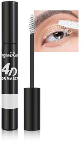 Weiß Wimperntusche Wasserfest - 4D White Mascara Langlebig & Wischfest - Volumizing & Curling Wimperntusche Lange Wimpern - Verlängerung Mascara Makeup für Weihnachten, Halloween, Partys, Hochzeiten