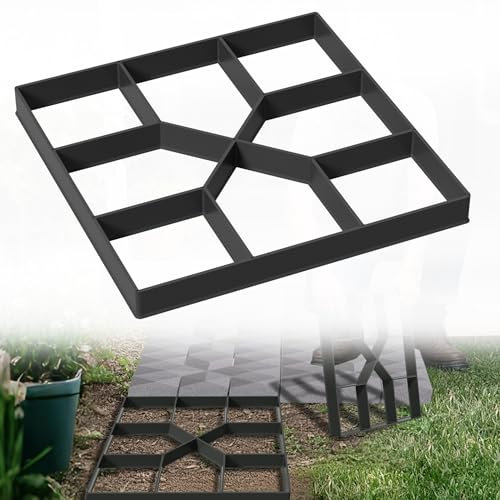 HENGMEI DIY Betonform Gehweg Form Gehwegen Schalungsform Gießform Pflasterform Schablone Terrassenformen Fliesenformen für Beton, Pflastersteine, Terrassenplatten (1 Stücke, Quadrat-02)