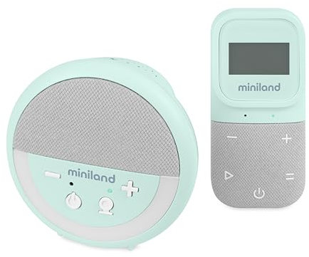 Miniland - Babyphone audio Digitakl Projecteur, moniteur pour bébés avec projecteur de lumières et de bruit blanc, capteur de température et d'humidité, audio bidirectionnel, portée 300 m