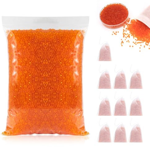 Gel de silice régénérable déshydratant 400g + 10 Sachets, Anti-Humidité avec Indicateur de Couleur (Orange→Vert), Réutilisable au Micro-Ondes - Pour Imprimante 3D, Cuisine, Électronique