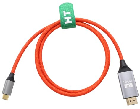HangTon USB Type-C to HDMI Cable 4K 60Hz for Screen Mirroring, iPhone 15/16, MacBook Pro/Air Dell Lenovo Laptop Phone to TV Monitor Projector Display, red Braided, 1.8M